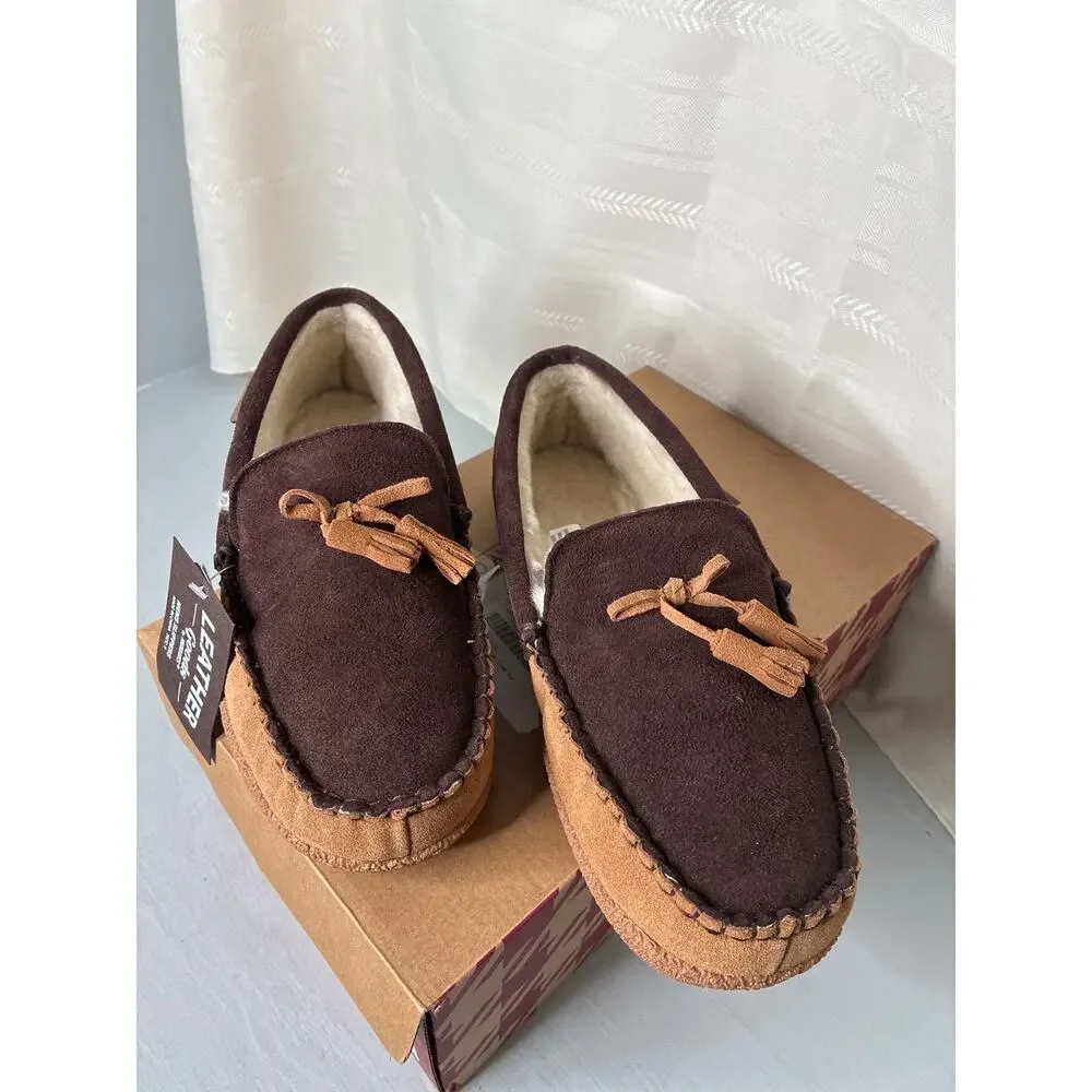 Muk Luks Talan Slippers Camel Genuine Leather Mens Size 9